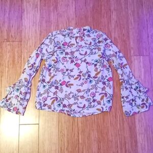Arizona Girls Bell Sleeve Top - Size 7-8 - Floral Pattern